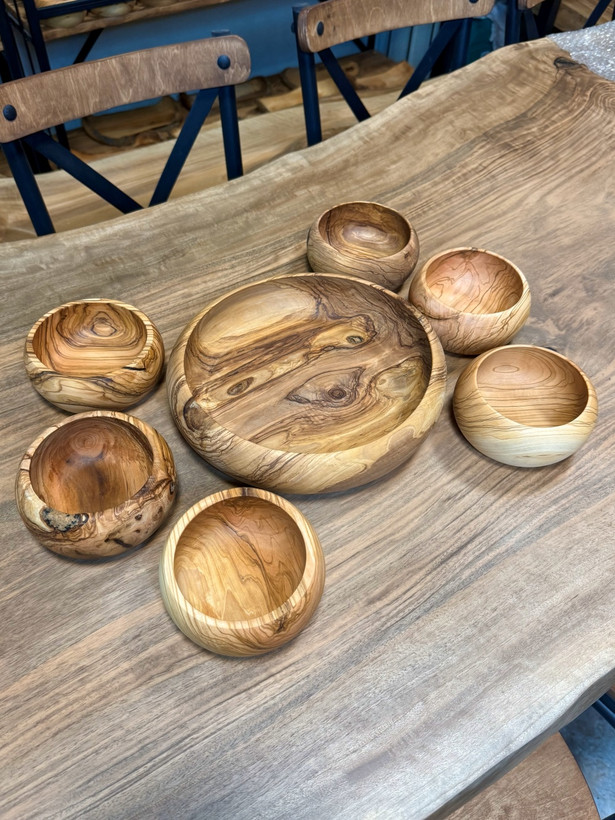 ست 7 پارچه پیاله چوبی زیتون