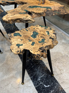 ست میز جلو مبلی و عسلی روستیک چوب زیتون