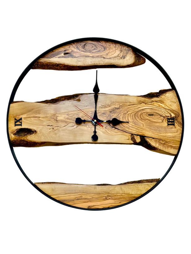 ساعت روستیک قطر 60 سانتی متر چوب زیتون کد 2