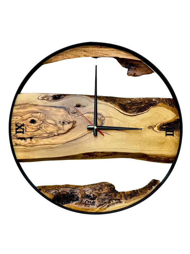 ساعت روستیک قطر 50 سانتی متر چوب زیتون کد 1