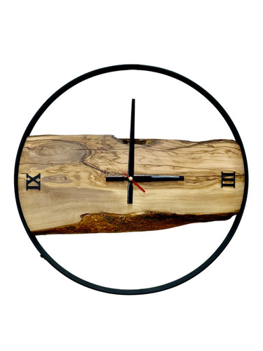 ساعت روستیک قطر 40 سانتی متر چوب زیتون کد 1