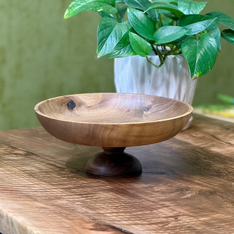 کاسه آجیل خوری چوبی پایه دار چوب گردو